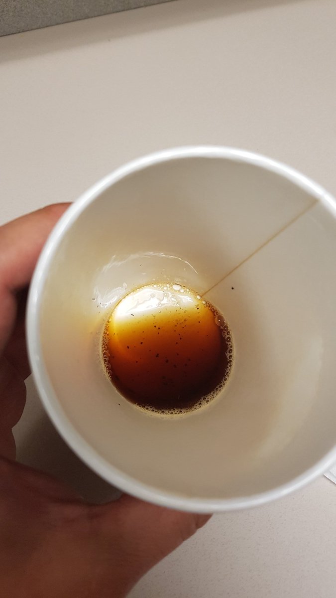 Khorflir's tweet image. Grinds in the bottom of the cup.  #coffeeproblems