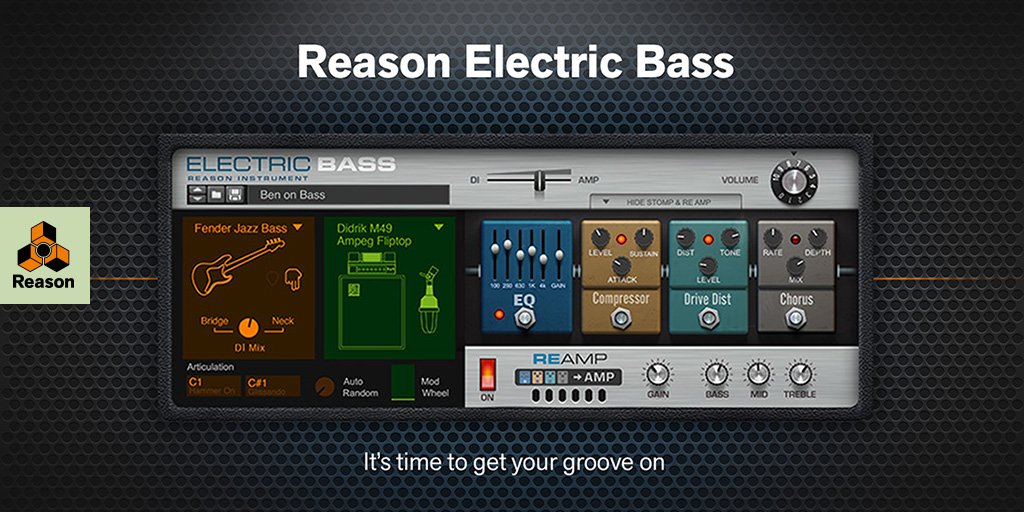 Introducing the new Reason Electric Bass Rack Extension! Packed with 8 meticulously sampled vintage and contemporary electric bass guitars and an arsenal of analog modeled amplifiers, Reason Electric Bass is the ultimate tool for laying down the low-end. propellerheads.se/en/reason/rack…