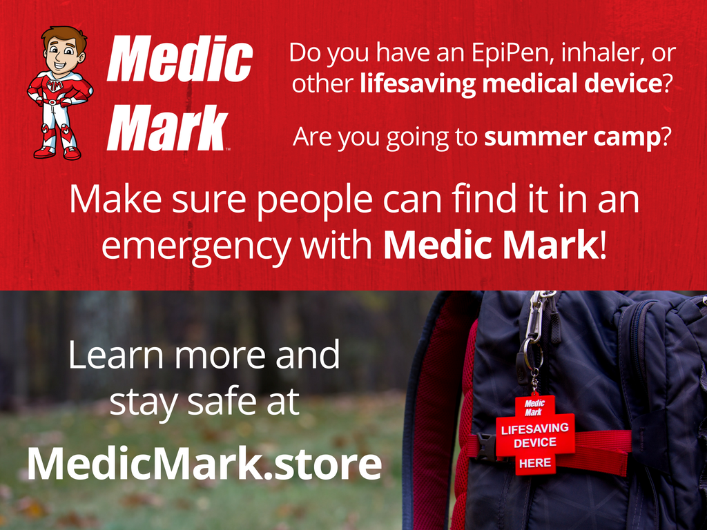 MedicMarkLLC's tweet photo. Do you have a lifesaving medical device? Are you going to summer camp? Make sure anyone can find your device in an emergency with Medic Mark! https://t.co/auEnrl3oVk #PreparedandSafe #MinutesMatter #PeaceofMind #SummerCamp https://t.co/veRNiU5Hle