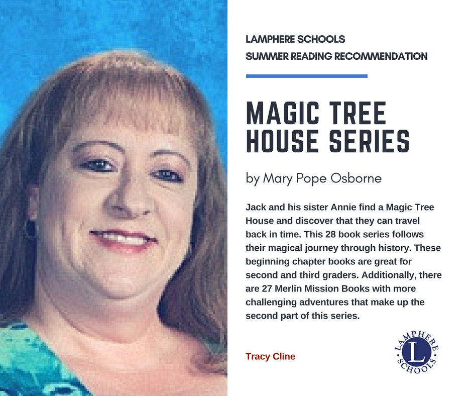 Lamphere Summer Reading: 

Mrs. Cline from <a href="/SimondSuperstar/">Simonds Superstars |The Lamphere Schools</a> enjoys the Magic Tree House series by <a href="/MaryPopeOsborne/">Mary Pope Osborne</a>

Use this link to tell us what you are reading: goo.gl/forms/YApbmH9v…

<a href="/teachcline/">Tracy Cline</a>
#wearelamphere 
#lampherereads