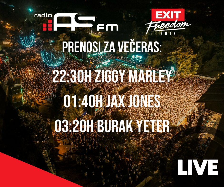 RadioASFM's tweet photo. I večeras na radiju AS FM prenosimo koncerte direktno sa Main Stage-a Exit Festivala.

Slušaj na frekvencijama: https://t.co/25zgjiGn5U
ili preko neta na https://t.co/FysNuswPoA https://t.co/UjEFfkeI5k