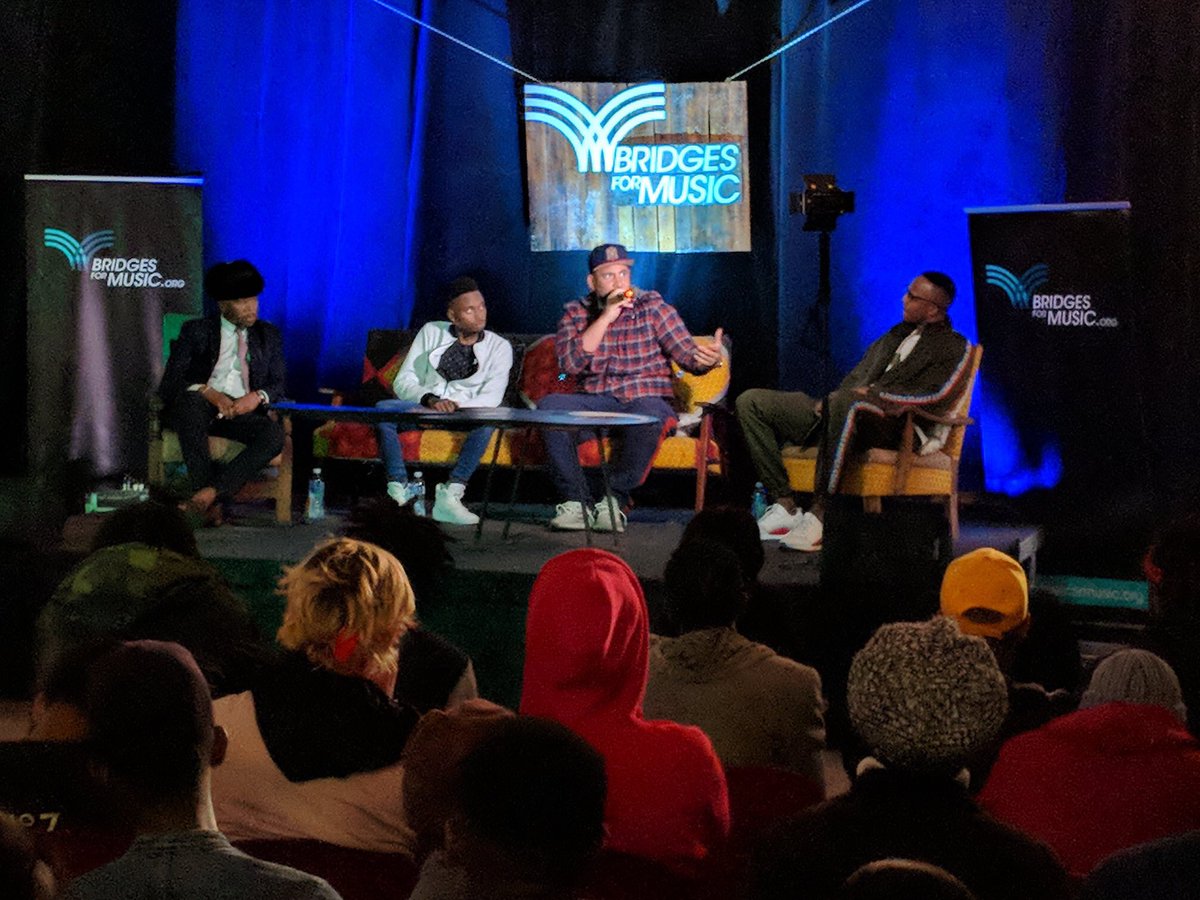 WestWingAcademy's tweet photo. #FBF .@DJDRAMA in conversation with @AmilcaMezarati, @ChingaTime &amp; @kyeezi at Guga Sthebe (Langa Township) on 22 June 2018 courtesy of @bridgesformusic &amp; @anythinggoessa_ https://t.co/rIULUtFYkI