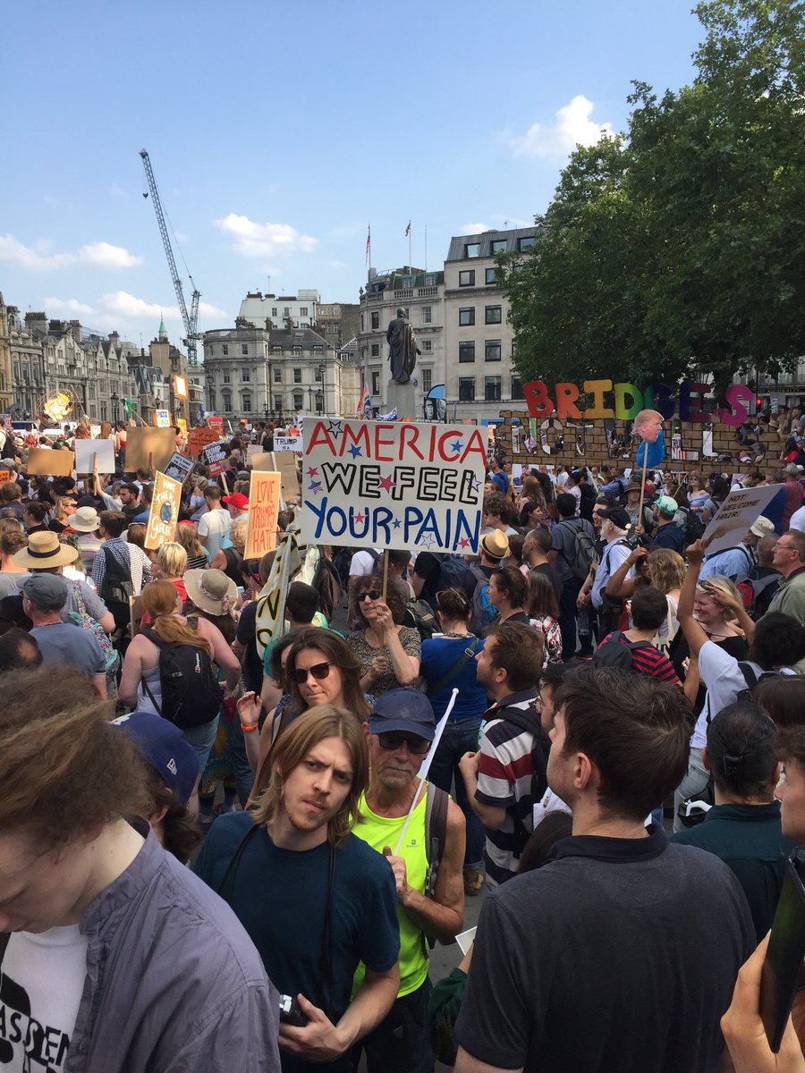 MCantacuzino's tweet image. First time I ever made a banner! Thinking of all my American friends and family. Incredible turnout #CarnivalOfResistance #protesttrump @UKStopTrump