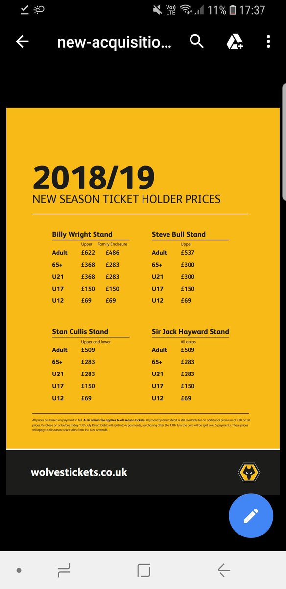 Wolves on Twitter "Matchtomatch ticket prices for the 2018/19
