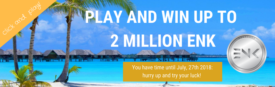 enkronos's tweet photo. ** PLAY AND WIN UP TO 2 MILLION ENK **

You have time until July, 27th 2018: hurry up and try your luck! 

https://t.co/ldizaTevq8

#prize #contest #AR #AI #IoT #blockchain #ICO #TGE #ENKronos #tokens #TokenSale https://t.co/POwcXn8Uxm