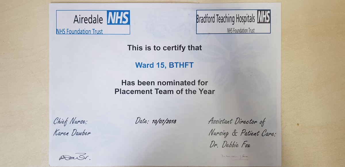 Lovely words from our previous student nurse who nominated us for the Placement Team of the Year 2018! So proud! #BTHFT #BRI #ward15 #Placementteamoftheyear