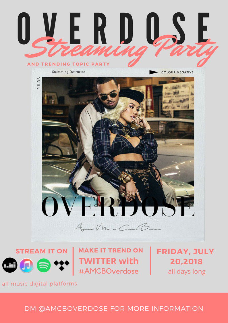 PromoteAGNEZMO's tweet photo. LET'S JOIN US!

"OVERDOSE FAN PROJECT":

TRENDING TOPIC &amp; STREAMING PARTY                      
                  #AMCBOverdose

To celebrate OVERDOSE by @agnezmo(ft.@chrisbrown)

Friday,July 20
(start when it released)
 
Staytune here: https://t.co/ilYCbsfJEV
LET'S GET OVERDOSE! https://t.co/T7mkUsZPAU
