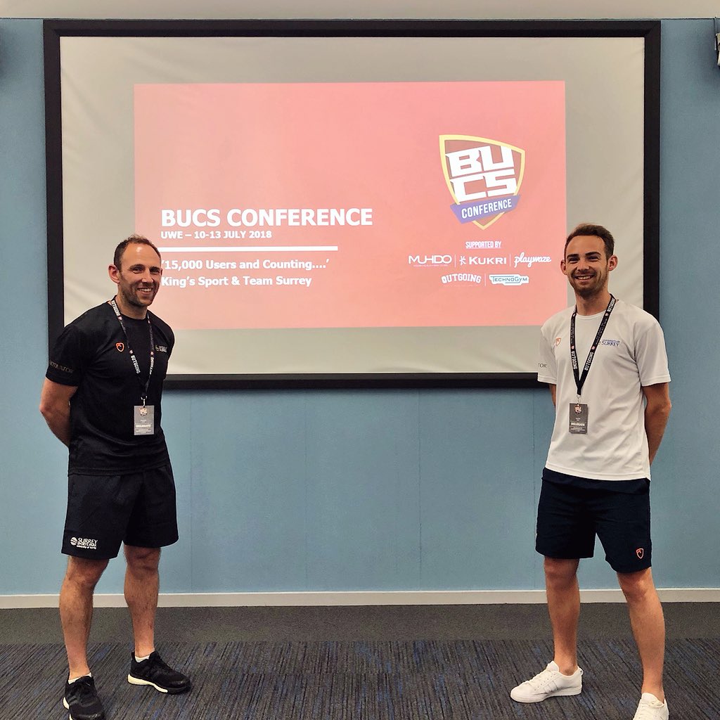 DanJacobs73's tweet photo. An absolute pleasure representing the @UniOfSurrey and @teamsurrey at the national 2018 @BUCSsport conference - collaborating with @KingsCollegeLon to strive towards a more physically active and mentally healthy HE sector. 

#SurreyMoves #KingsMove #BUCSconf https://t.co/6kV8wa0ebI