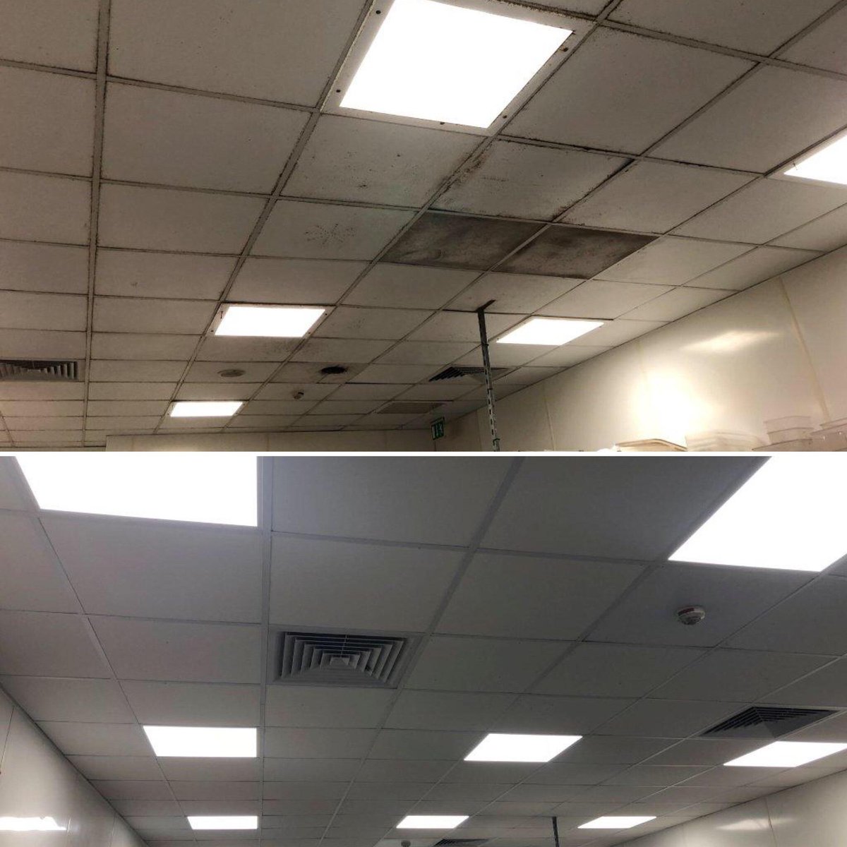 HiTecBuild's tweet image. Before &amp;amp; After photo&apos;s of a commercial Dishwasher Room Ceiling in Central London which we had the pleasure of Renewing. 
If you would like a quotation for any of our services we offer, Please do get in touch today - 01895 676704/geri@htbuildingservices.co.uk #refurbishment