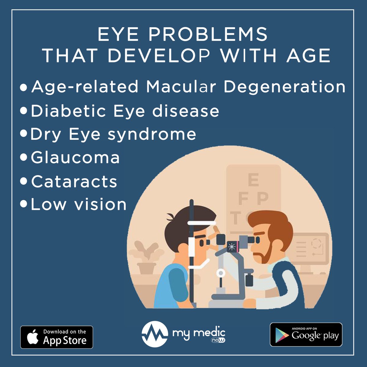 Mymedicnow's tweet photo. Routine eye check-ups by an eye care expert are crucial to keep the eyes functioning as you age. Download #MyMedicNow app to find and book an appointment with the eye specialist near you.
#AgingProblems #AgingChallenges #FightTheAging #StayHealthy #Cataracts #LowVision #DryEye https://t.co/WDyK5m3BPL
