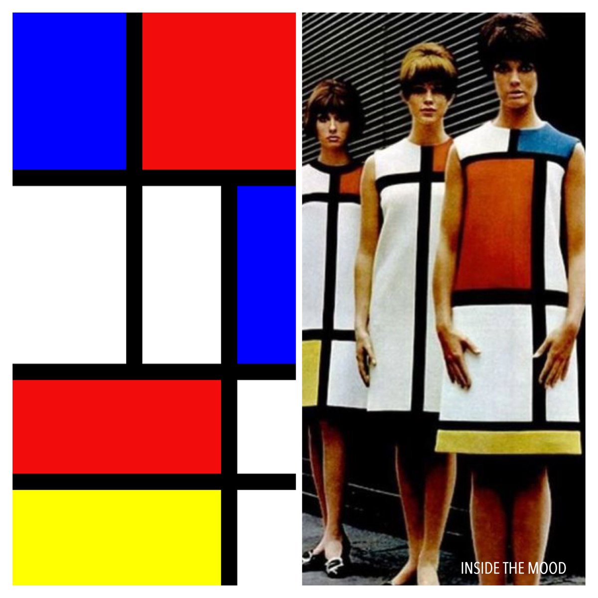 Inside the mood on Twitter: "FROM ART: Piet Mondrian, “Composition in blue,  red and yellow” 1930 || Yves Saint Laurent, Mondrian Collection 1965 # mondrian #yvessaintlaurent #saintlaurent #mondriancollection #mondriandress  #destijl #modernart ...