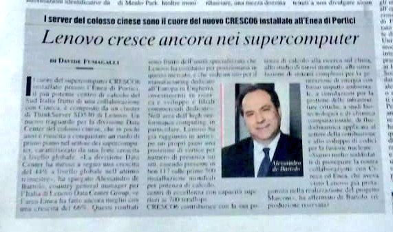 lenovoitalia's tweet image. Oggi su @MilanoFinanza l'articolo di @d_fumagalli "Lenovo cresce ancora nei supercomputer" - il nostro @alexdb racconta come l'#HPC aiuta a risolvere alcune delle grandi sfide dell'umanità; due esempi italiani, #Marconi di @Cineca1969 e il "nuovo" #Cresco6 di @ENEAOfficial