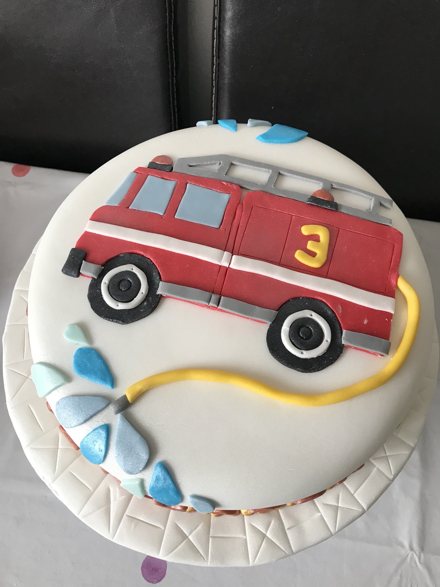 Fire Truck Cake Topper, Fondant, Handmade Edible, Firetruck cake decorations,  car transportation birthday cake, emergency services cake
