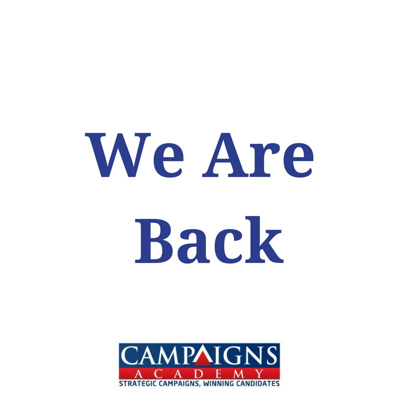 CampaignsAcadem's tweet photo. We took an unintended social media break. We have been working to train candidates and campaigns. Starting Monday, you will receive weekly tips and information for your next campaign. #StrategicCampaigns #WinningCandidates #RunningForOffice #GettingReadyToRun https://t.co/Ppuqgt6LTk
