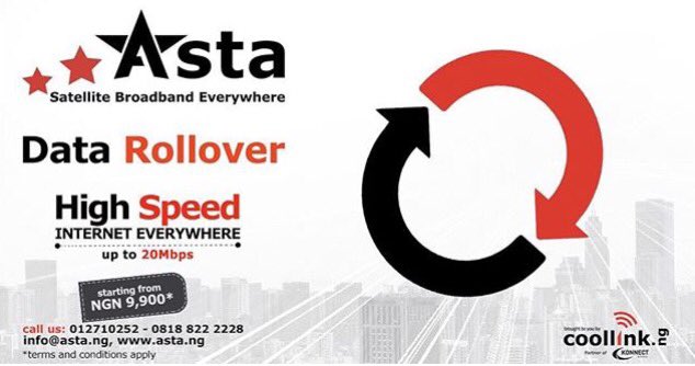 mycoollink's tweet photo. Asta is your solution! The new satellite broadband! High speed Internet Nationwide! #data #rollover #20Mbps #highspeed #internet #reliable #broadband #kaband #internet4nigeria #freenightbrowsing #RuralConnectivity https://t.co/kTqxofueP1