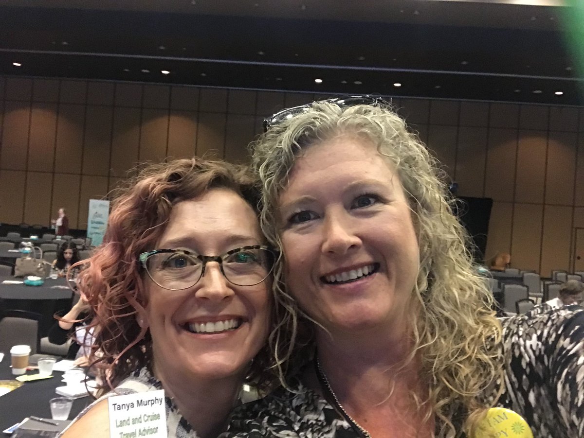 TripsAlive's tweet photo. Who needs sleep? #time2rise at #eWNconf with my curly haired sister @marycravets https://t.co/SJSZoWvjnB