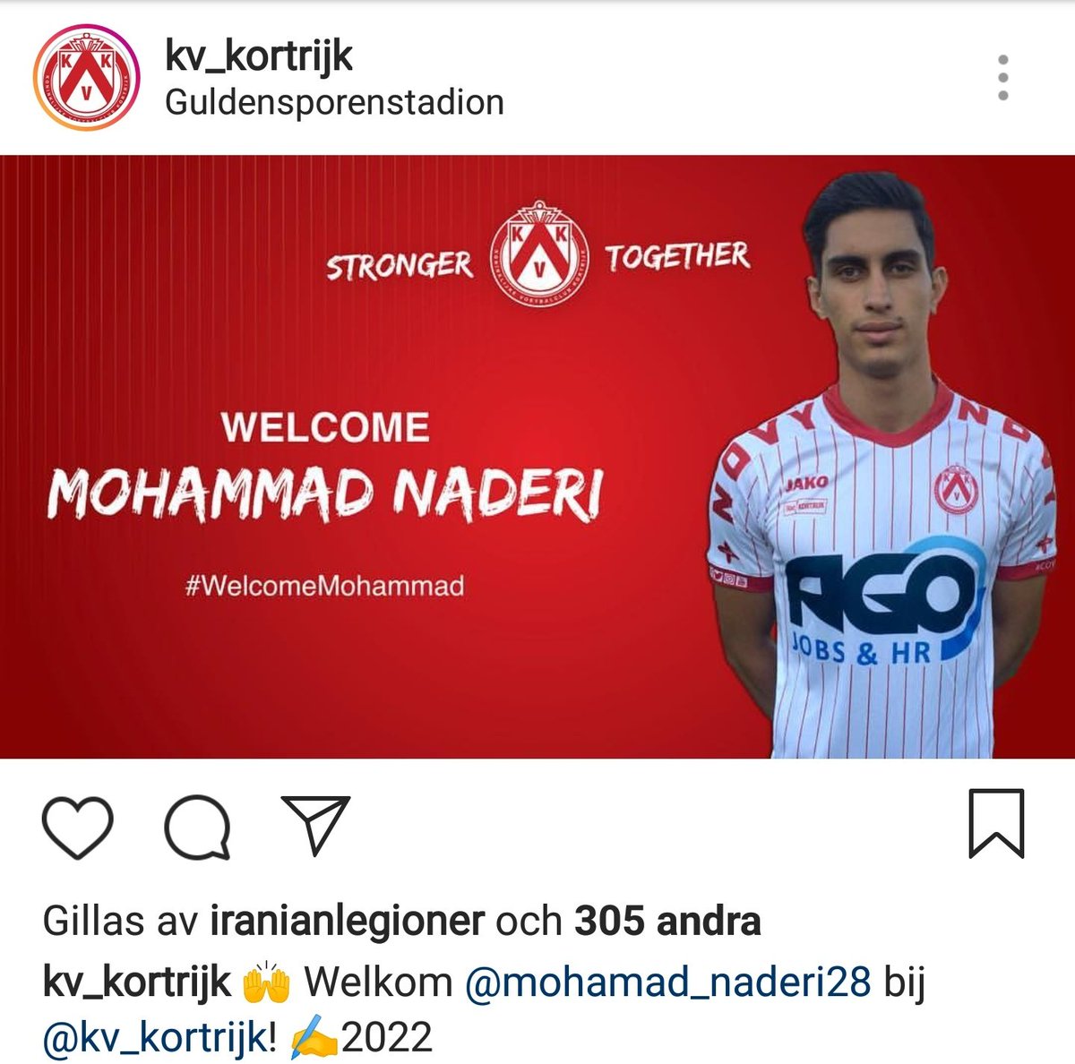 Iranskfotboll's tweet photo. #kortrijk har just blivit en iransk talang rikare.
Mohammad Nader (f.1996) รคr en vรคnsterback med potential. Har varit skadad men ska ladda om batterierna i Belgien
#WelcomeMohammad https://t.co/VYG7ehFeSe