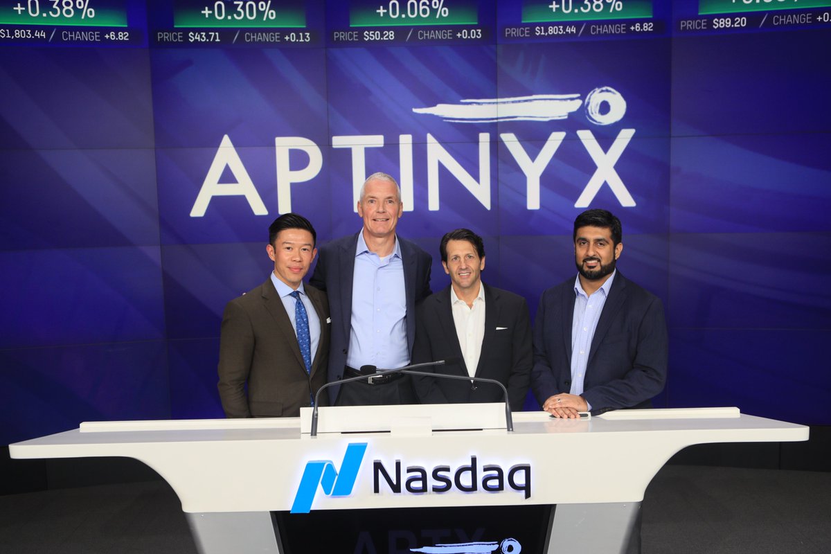 🎉Thank you for ringing the Opening Bell at @Nasdaq, Aptinyx Inc. and  congratulations on your recent IPO! Welcome to the family. $APTX 📺 Watch  the full bell ceremony: https://t.co/WQB0rWo5Jj