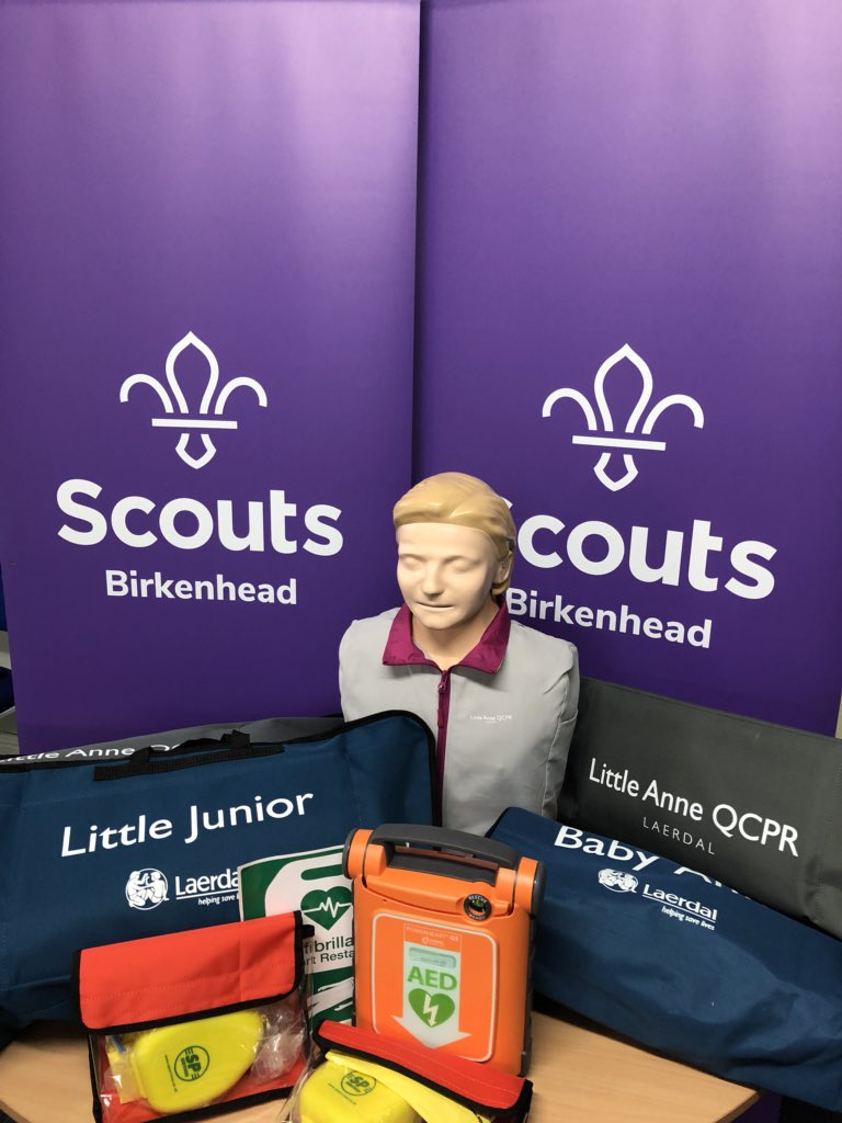 birkenheadscout's tweet photo. Thanks to @SPServicesUK for supplying us with lots of new Medical supplies and Training equipment! Including our new @Laerdal_UK #QCPR manikins and our @CardiacScience #G5AED #SkillsForLife https://t.co/7JFJlkbfEx