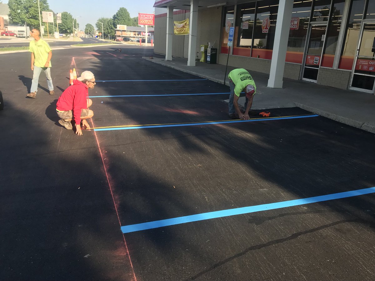 We are striping the Family Dollar in New Castle, Indiana! #Newcastle #newcastleindiana #familydollar #henrtycounty #Indiana #striping #bluehandi