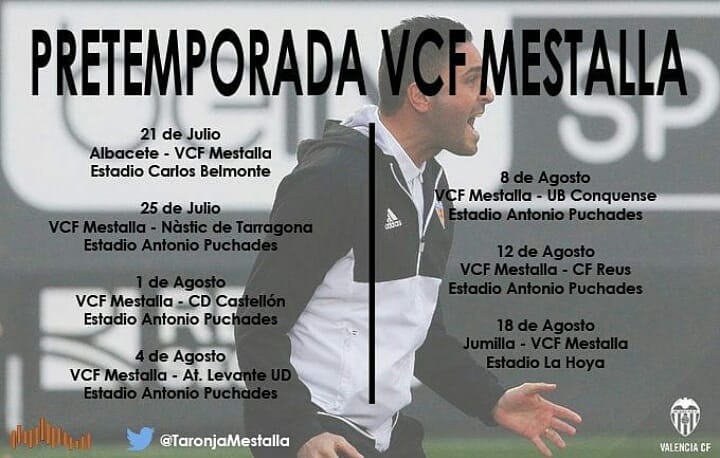 BashiruismoVCF's tweet photo. ➡🔴PRETEMPORADA DEL MESTALLA🔴
YA ESTÁN CONFIRMADOS TODOS LOS CHOQUES DEL VCF MESTALLA EN ESTA PRETEMPORADA 18/19
Imagen���� [@radiotaronja]
@valenciacf | @vcfnews_1919 
#vcfnews1919⚪⚫⚪⚫⚪⚫ https://t.co/Q1wHGnDjiN