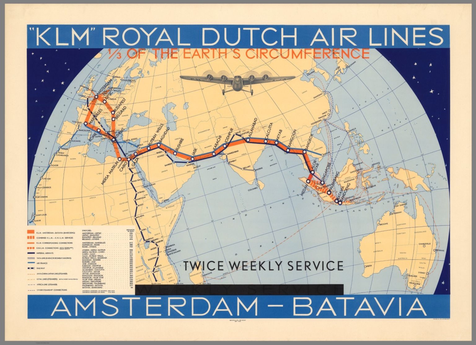 mapa linky Amsterdam-Batavia(Jakarta)