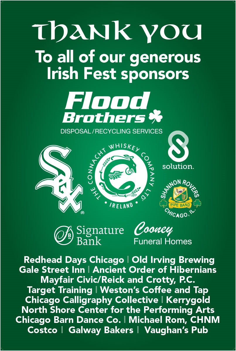 iahcchicago's tweet photo. Thanks to all of our #irishfestchicago sponsors who helped make the 33rd annual #IAHF one of our most successful ever! Support these organizations and businesses and tell them you heard about them at @IAHF https://t.co/Ps83QZI9mt