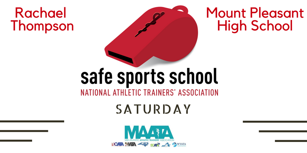 D3_MAATA's tweet photo. Congratulations to Rachael Thompson the #AthleticTrainer at Mount Pleasant High School for being awarded the @NATA1950 Safe Sport School Award- 1st Team. #WayToBeGreAT #D3SSSWinner #StudentAthleteSafety @NCATA1974 @mphstigers @MPTigerPride https://t.co/JwfI8pzDqH