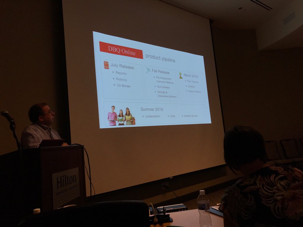 DBQProject's tweet photo. When are the rubrics coming out for DBQ Online? #edtech #sschat #elachat #dbqsummit2018 https://t.co/hwMG2LlSKn