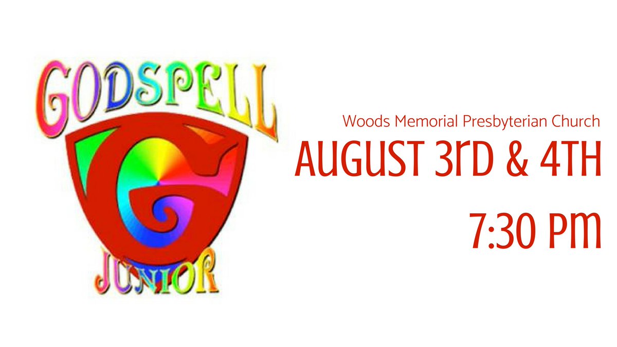 Mark your calendars for "Godspell Junior" on August 3rd and 4th at 7:30 pm in the sanctuary. Free! tinyurl.com/y7alteoa