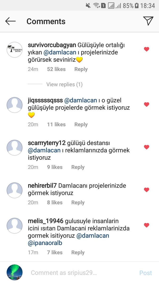 MANGRAND1991's tweet photo. Arkadaşlar boş olan varsa lütfen Damla için ipananın son gönderisine gelsin🙂Survivorcubagyan sayfasını da yarsım için ikna ettim .KARARLIYIZ😁
#DamlaCan #survivor2018 https://t.co/SKLzpuM4lG