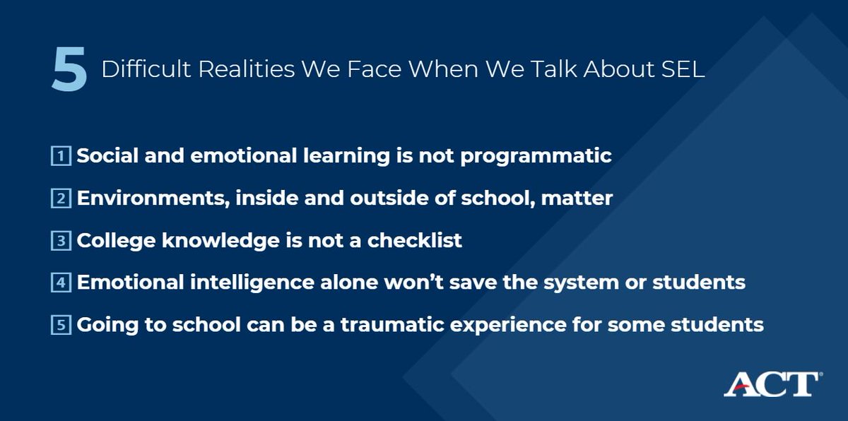 ACT's tweet photo. .@ACTEquity hosted a summit to better understand the transition between #K12 and #postsecondary education. Read more from @jimlarimore about what we learned from @KarenPittman, @GL_EDUTAINMENT, @JennyNagaoka, @denasimmons, and @JohnBKing: https://t.co/TbDsSFiBB3 #SEL https://t.co/L2pr8W7cUR