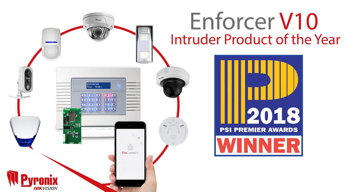 Pyronix's tweet image. Pyronix is proud to announce the #Enforcer V10 has won the @psimagazine Intruder Product of the Year 2018! Thank you for supporting &amp;amp; voting! buff.ly/2KUoGuh #thankyou #psi #pyronix #security #InstallerSay