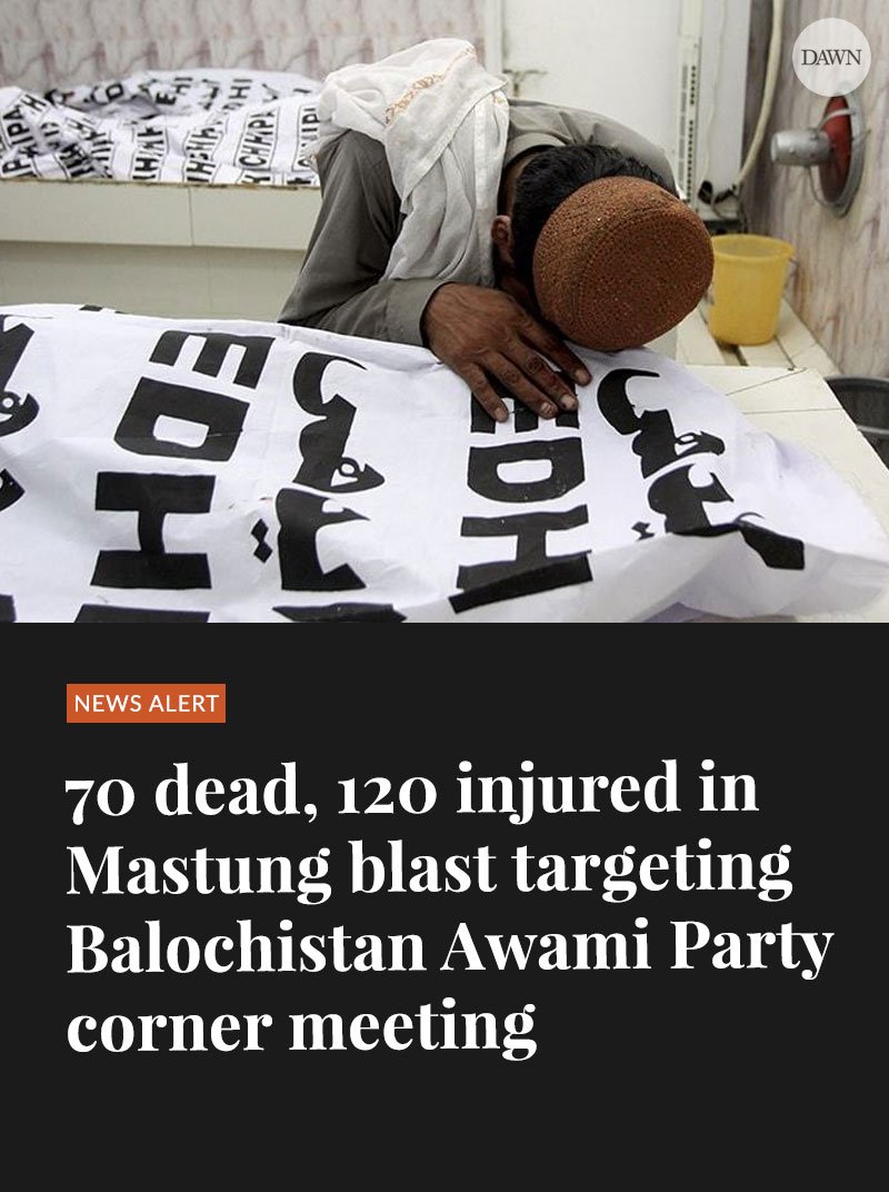 dawn_com's tweet photo. The Mastung bombing was the latest — and deadliest — of a string of attacks targeting politically exposed persons ahead of the July 25 election.

https://t.co/HyK8WozLiP https://t.co/QITUHiRgyN