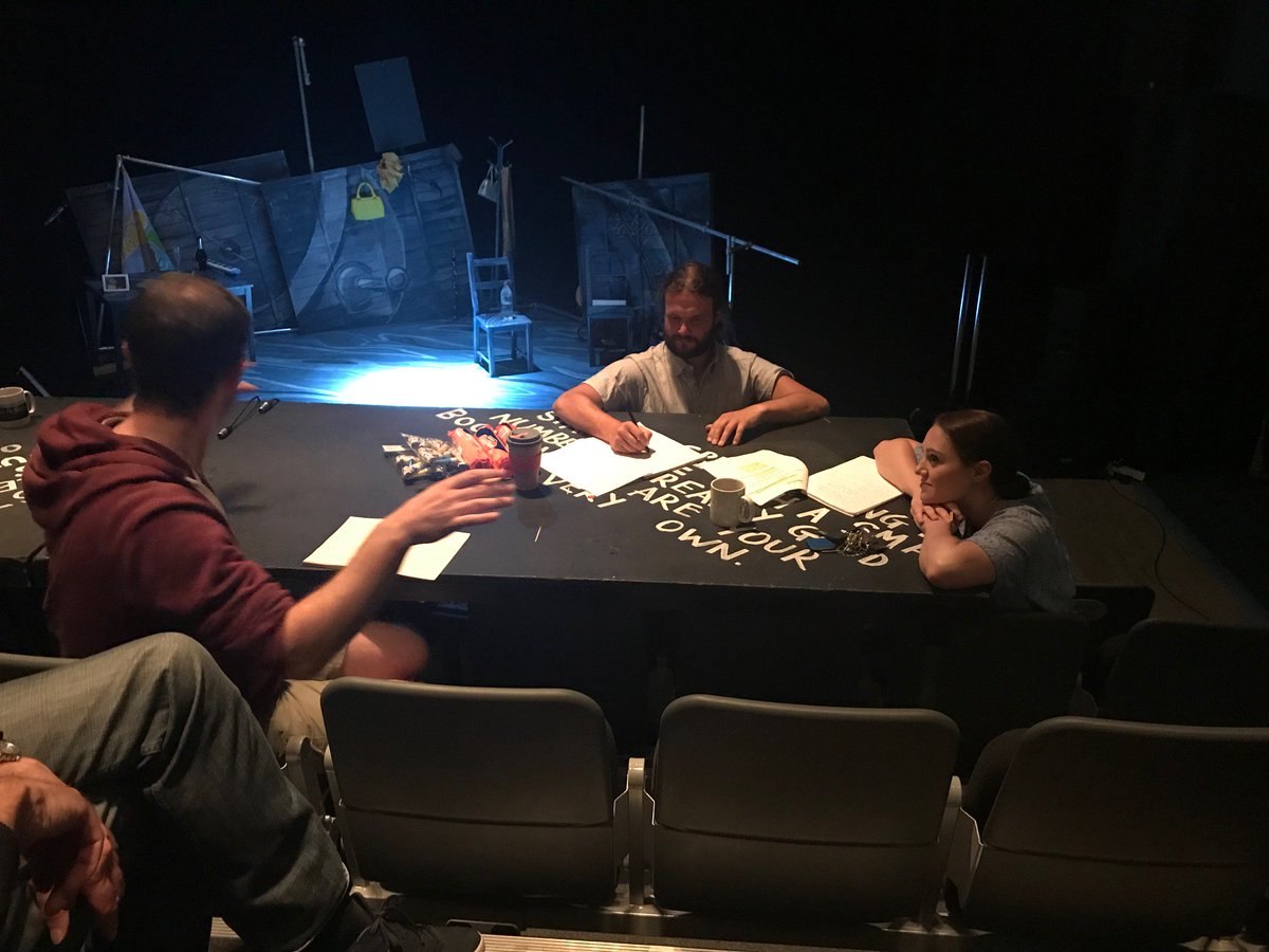 TheStormOfficer's tweet photo. Final notes before the show opens tonight. Looking forward to seeing everyone at 7.30pm. Tickets still available at the box office @LakesideArts or book via https://t.co/kZuZr8dqMR #extremeweather #theatre #openingnight #Nottingham https://t.co/GBcYiFMI6e