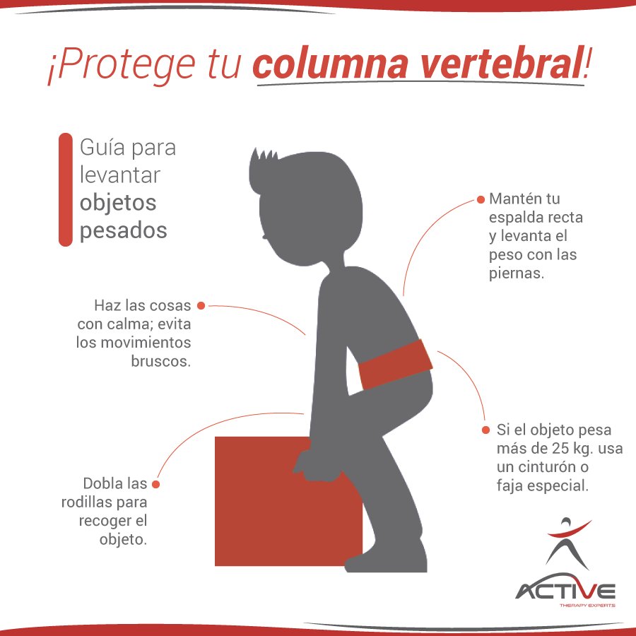 activetherapymx's tweet image. ¡Viernes de #ActiveTips! No te excedas cargando cosas pesadas. ¿Sientes alguna molestia? Haz tu cita 📲 bit.ly/2MS7LVL  . Aquí te dejaremos como nuevo. #TherapyExperts #ViveSinDolor #Neurac