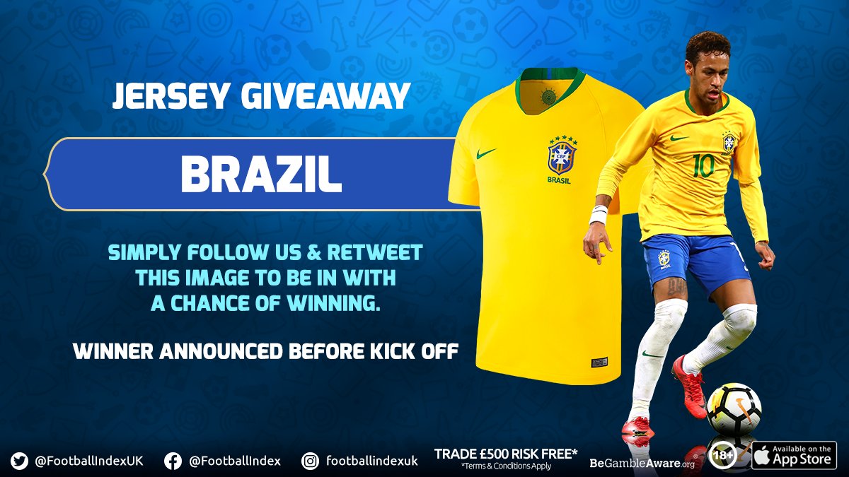 Football Index (@footballindex) on Twitter photo π¨ COMPETITION TIME π¨
Follow <a href="/FootballIndexUK/">Football Index</a> & RT this tweet to be in with the chance of winning a #BRA jersey
Winner drawn today at 18:00 BST π
(T&C's apply bit.ly/2lXIBcz)
#FootballINDEX #WorldCup #Giveaway π¨ COMPETITION TIME π¨
Follow <a href="/FootballIndexUK/">Football Index</a> & RT this tweet to be in with the chance of winning a #BRA jersey
Winner drawn today at 18:00 BST π
(T&C's apply bit.ly/2lXIBcz)
#FootballINDEX #WorldCup #Giveaway