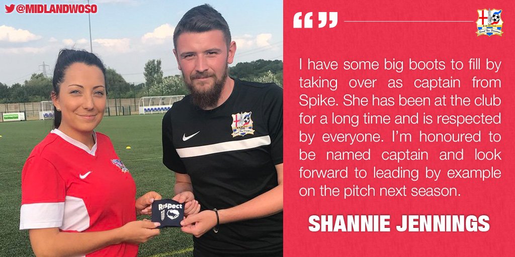 _midlandwoso's tweet photo. We spoke to new @BWMLFC captain Shannie Jennings and this is what she had to say on the captaincy with a special word for outgoing captain @04spike.

#MidlandsPride https://t.co/5WkFLjQfij
