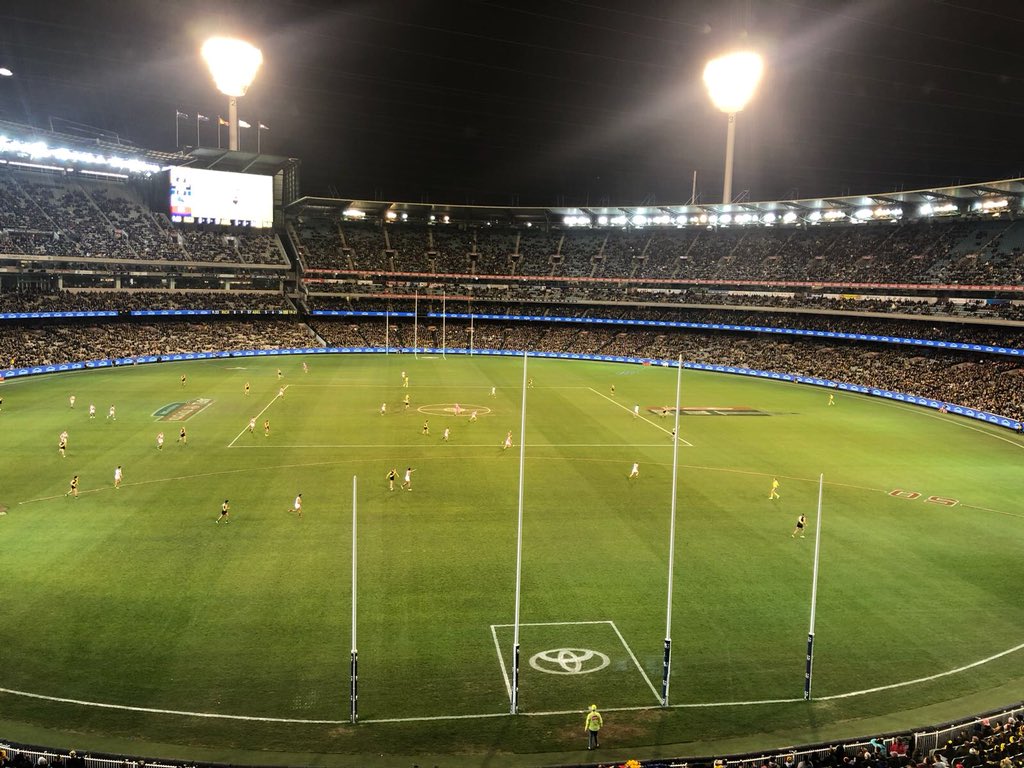 TMSportB2B's tweet photo. We’re so thrilled to be at the legendary @MCG this eve for @Richmond_FC v @Adelaide_FC This venue is epic! #AFLTigersCrows #AFL https://t.co/hAFaTB43p9
