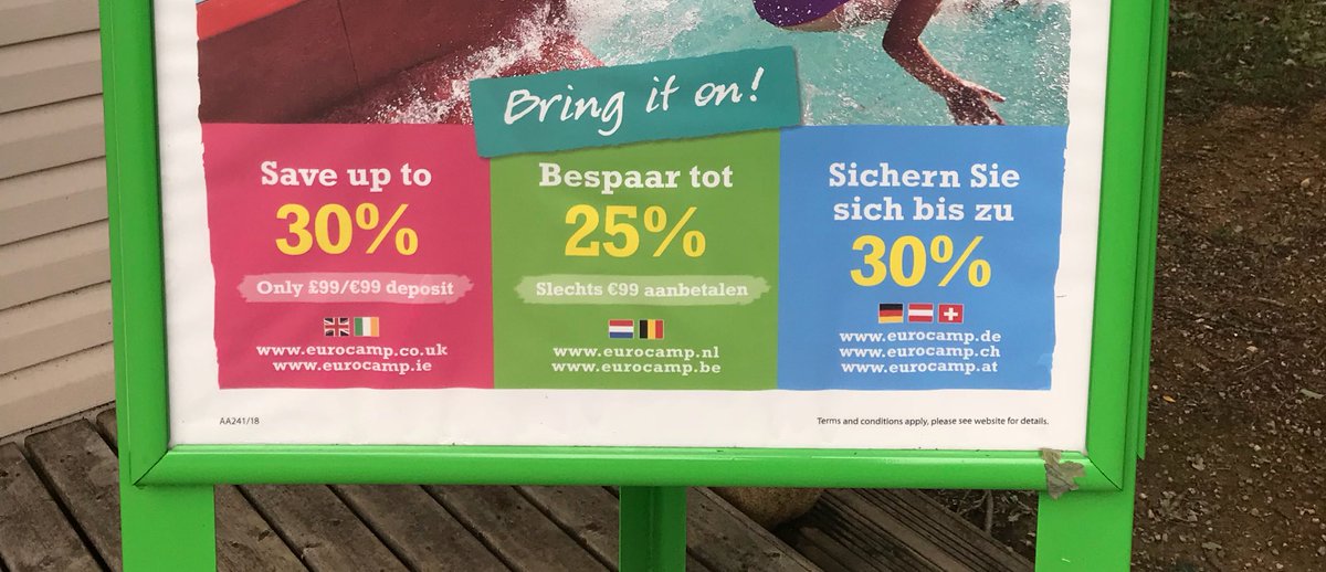 owainservice's tweet photo. This ad seems to be saying: if you’re German you get 30% off (no deposit required); if you’re British you also get 30% off but have to pay a deposit; if you’re Dutch, you only get 25% off but still have to pay a deposit. https://t.co/Fd4YoMZ4Ow
