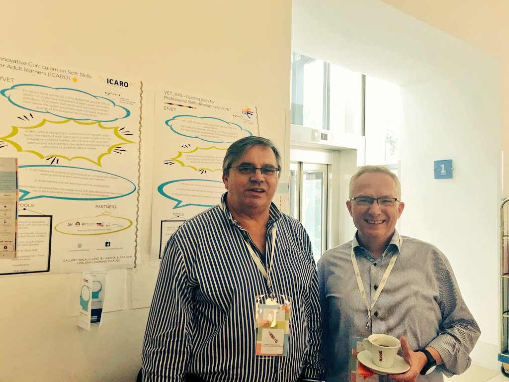 Ef_VET's tweet photo. #EfVETProjects: We are presenting present projects such as @SoftSkillsICARO & #VET_GPS: both tackling #Softskills at #LLLPAC18 Gallery Walk.
๐Thanks to the @lllplatform we're learning a lot from other projects!
#LLLCULTURE https://t.co/yv4EtnnyxP