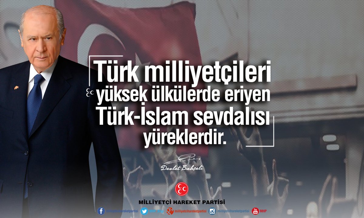 MHP_Bilgi's tweet photo. Türk milliyetçileri yüksek ülkülerde eriyen Türk-İslam sevdalısı yüreklerdir.

MHP Genel Başkanı
Devlet BAHÇELİ https://t.co/sLrrkmKvXL