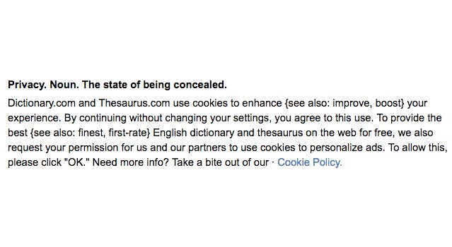 MaskedManDesign's tweet image. Now that's what I call a cookie notice - from @Dictionarycom