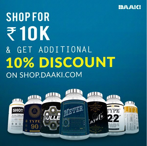 DAAKIofficial's tweet photo. Shop for Rs 10K and get additional 10% discount on https://t.co/BM4LfabJG7 💪🏻 

#DAAKI #StrideOn #combodeals #supplements https://t.co/gYvyQSP6Z2