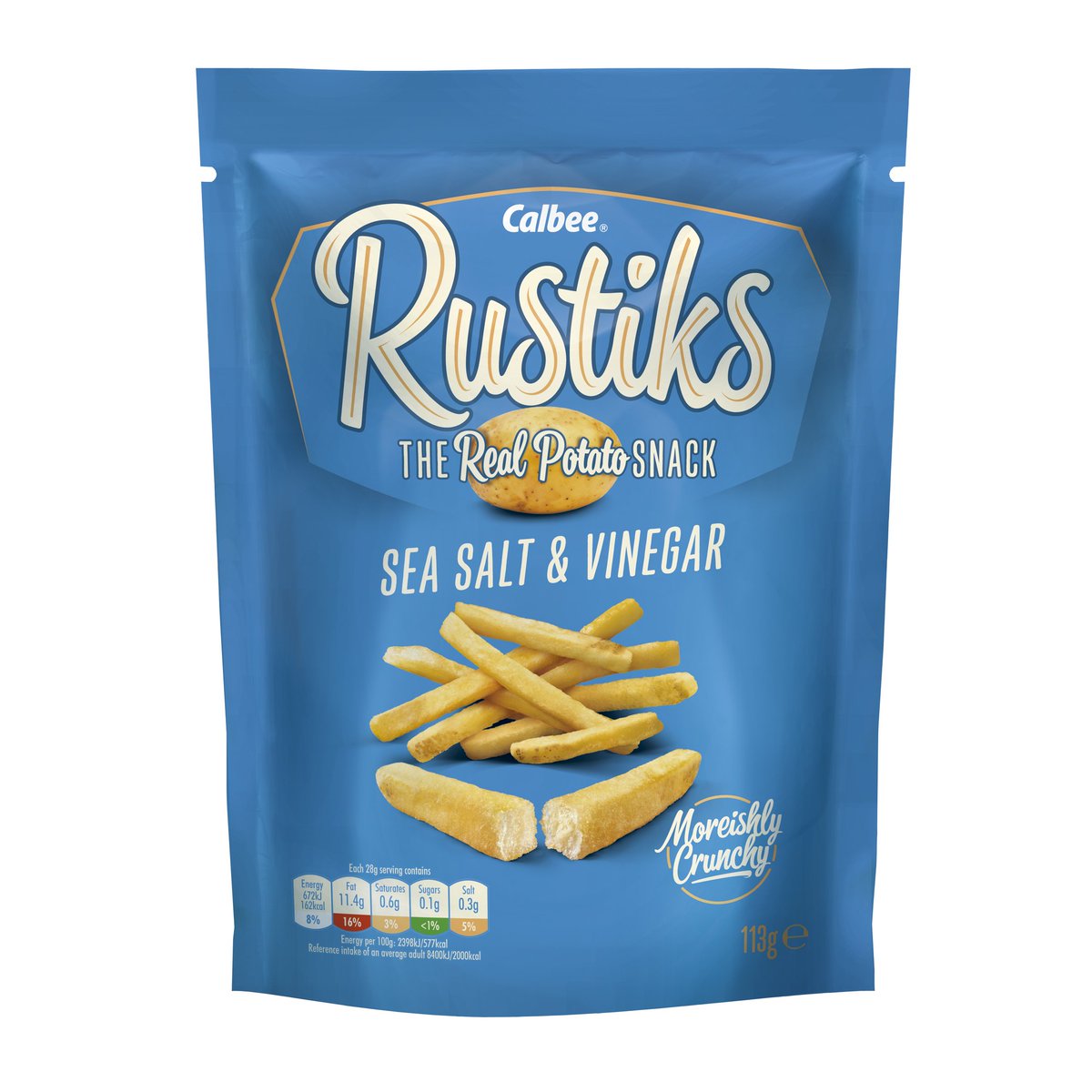 New! Rustiks are a range of innovative  potato snacks, made from whole potatoes that are uniquely fried to give a texture that you just have to try! Available in 2 flavours, Lightly Salted and Sea Salt &amp; Vinegar. Both of our new products are now on sale in Tesco Stores!