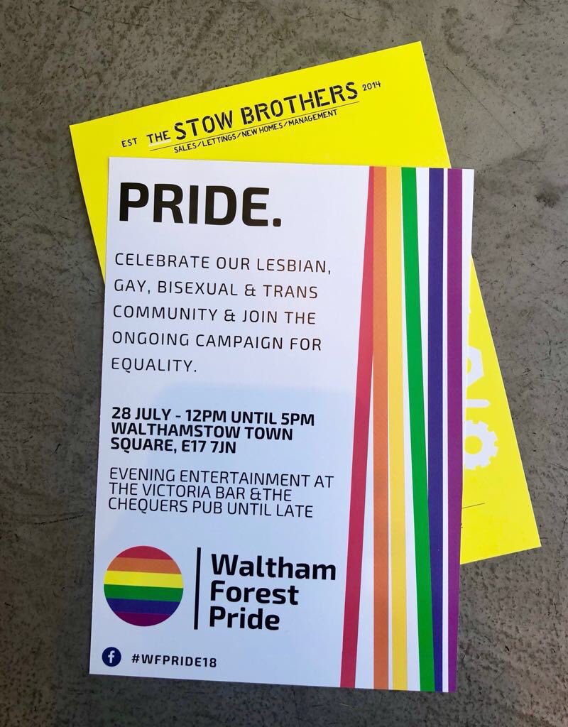 On #saturday 28th July it’s #Walthamstow 1st #pride please retweet to spread the word and support this event 

<a href="/LGBTHistoryScot/">LGBT History Month Scotland</a> <a href="/E17Drinks/">Walthamstow drinks</a> <a href="/WalthamstowFolk/">Walthamstow Folk</a> <a href="/WalthamstowLife/">Walthamstow Life</a> <a href="/KaiserOfCrisps/">Kaiser Of Crisps</a> <a href="/WalthamstowMrkt/">Walthamstow Market</a> <a href="/HappyinE17/">Happy in Walthamstow</a> <a href="/walthamstow/">Stuart Berwick</a> <a href="/stellacreasy/">stellacreasy</a>