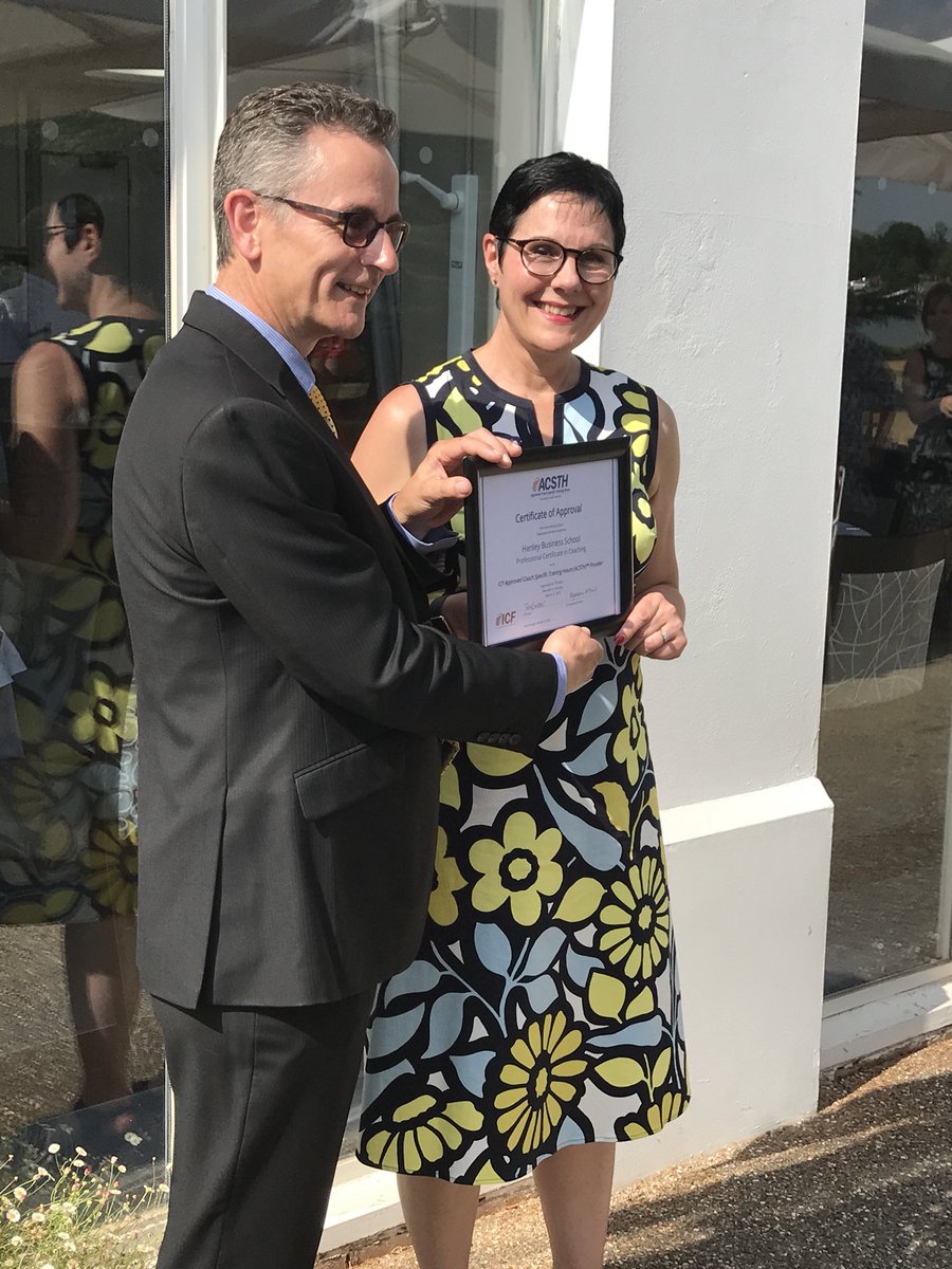 tracythecoach's tweet photo. A fantastic day yesterday with Henley Business School and the pleasure of presenting a certificate for ICF Accredited Coach Specific Training to Steve Ludlow and Jonathan Passmore marking a great collaboration to bring ICF accredited training into the University. https://t.co/dITEhIZrQL