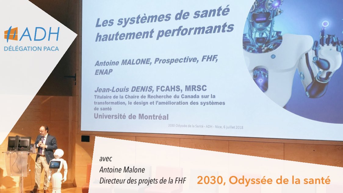 gauthierpro's tweet photo. #ADHpaca | Antoine Malone de @laFHF intervient sur les systèmes de #santé hautement performants et l’#avenir de l’#hôpital à l’occasion de la journée de l’@AdhPaca « 2030, Odyssée de la santé » organisée au @CHUdeNice. https://t.co/rwwj4ww7tn