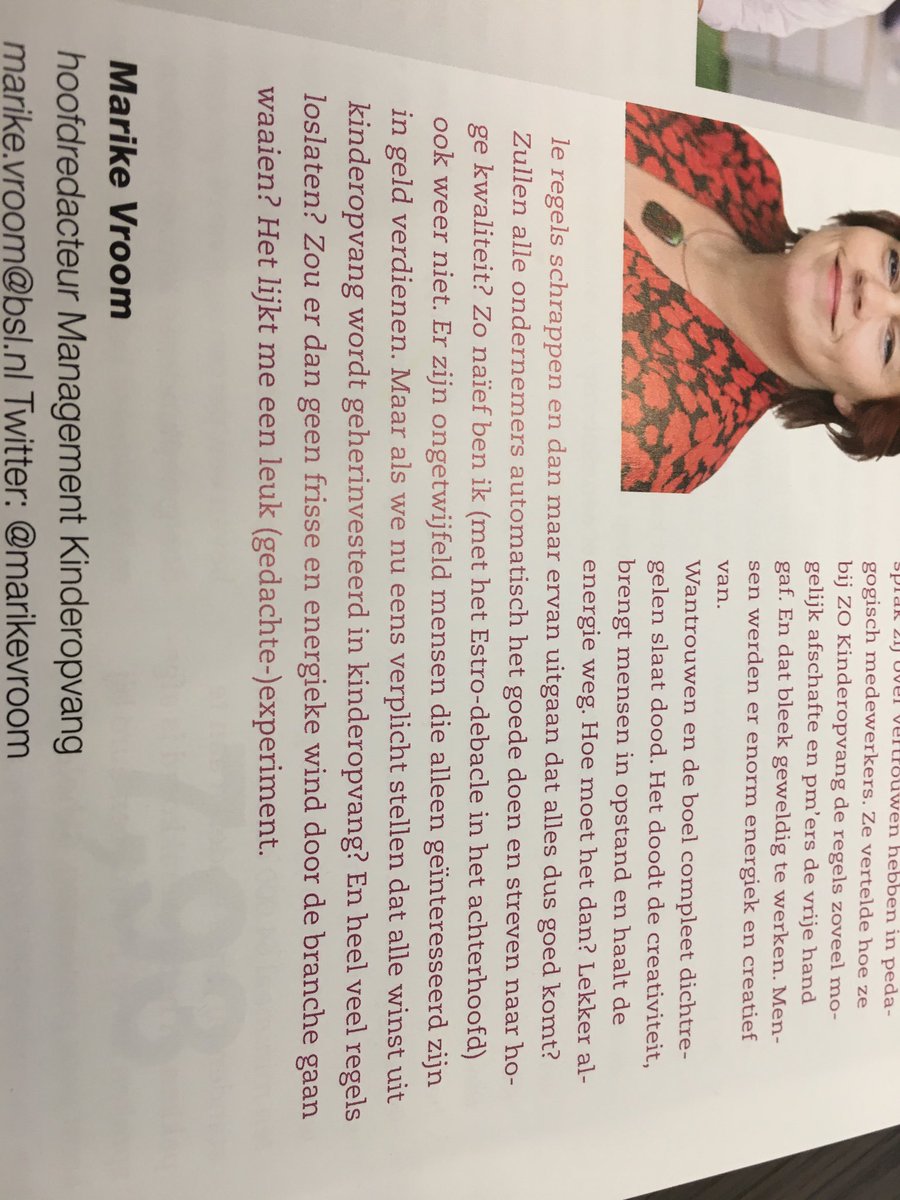⁦<a href="/MarikeVroom/">Marike Vroom</a>⁩. Als BMK zijn we ooit opgericht om dat “experiment” voor elkaar te krijgen: alle winst terug in de kinderopvang, gecombineerd met minder regels 😊