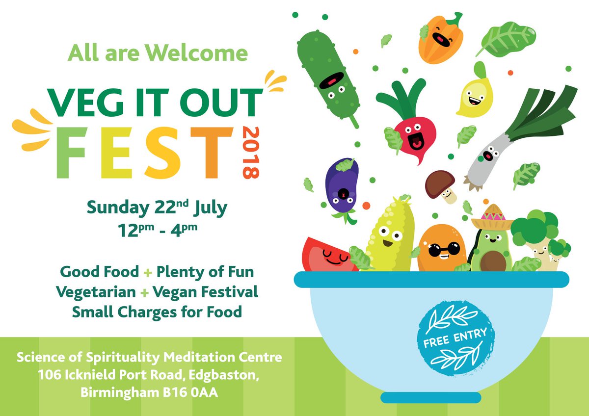 sohankailey's tweet photo. The #vegitout food festival returns to #ScienceOfSpirituality #meditationcentre #bham 22nd July 2018 All welcome #vegfest #vegetarianfood #veganfood #wellbeingfest #healthylifestyles #healthyeating #music #brum #birminghamuk #wellness #wellbeing #spirituality #families PLZ RT https://t.co/hsZCqOnAFX